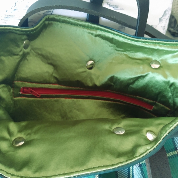 Green tartan handbag - Picture 3 of 8
